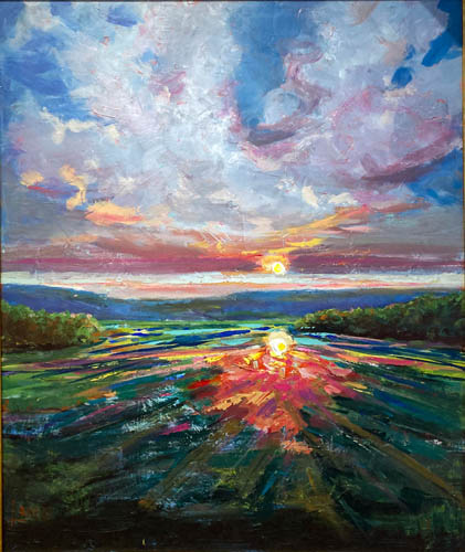 Acrylic of a glorious, colorful sunset