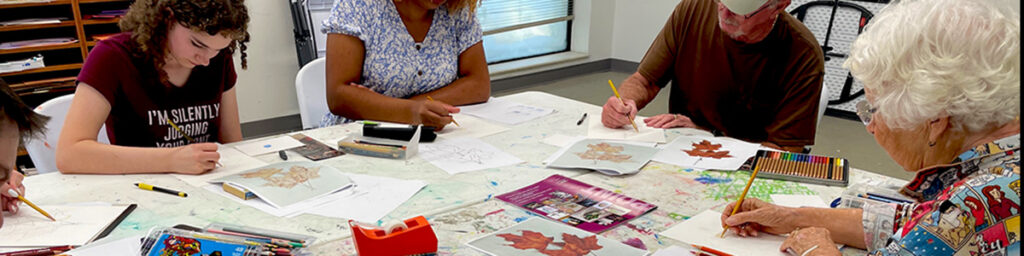 colored pencil class meets at the Turner Center