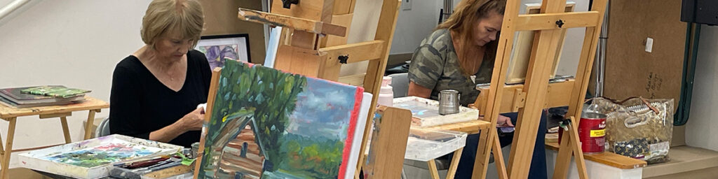 2 participants in our oil painting class