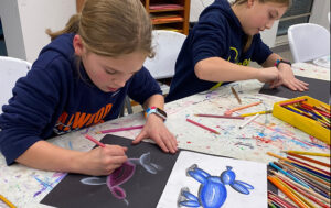 youth in drawing class